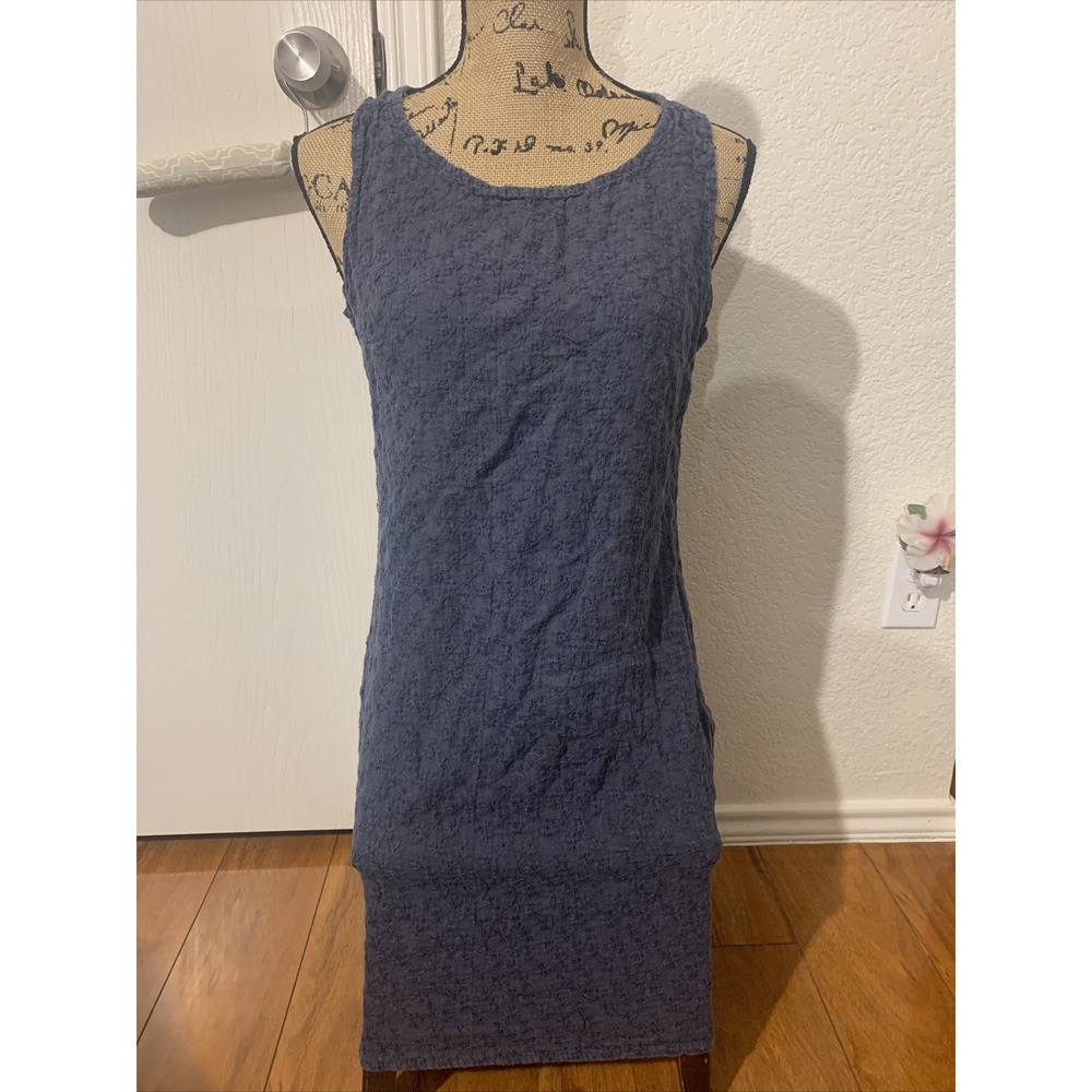 lina tomei linen dress medium navy blue casual made in italy